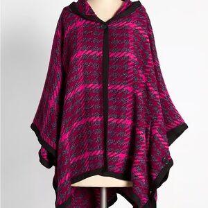 Modcloth - Little Plaid Riding Hood Cape - Large - Woven Hooded Poncho Coat